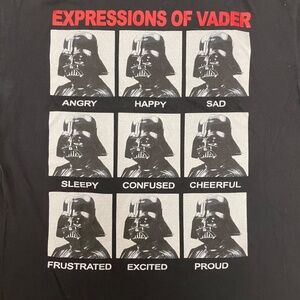 Star Wars Expressions of Vadar Black T-Shirt Men’s Size Large